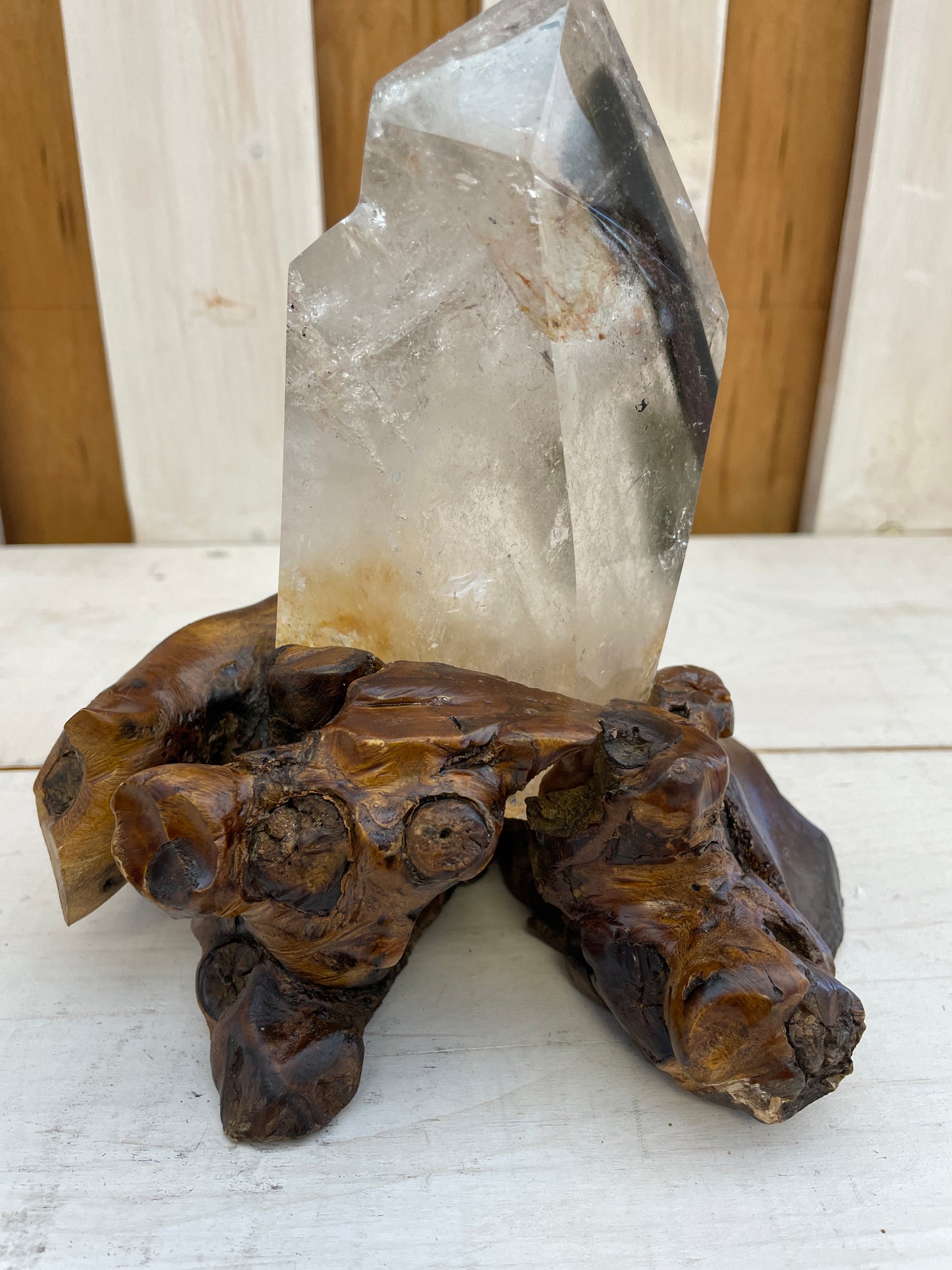 1 or 2 point clear and Garden Quartz w/ Custom stands 1.7KG