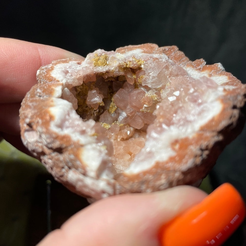 Raw crystal PINK AMETHYST super druzy geode- 3” - UV flower, banding Great gifts