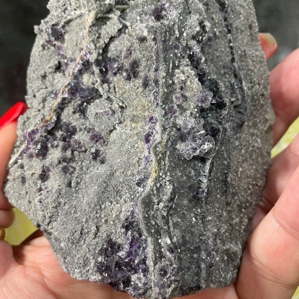 TANZANITE FLUORITE IN SPHALERITE MATRIX, BABY CUBIC FORMATIONS 4”x3.5”
