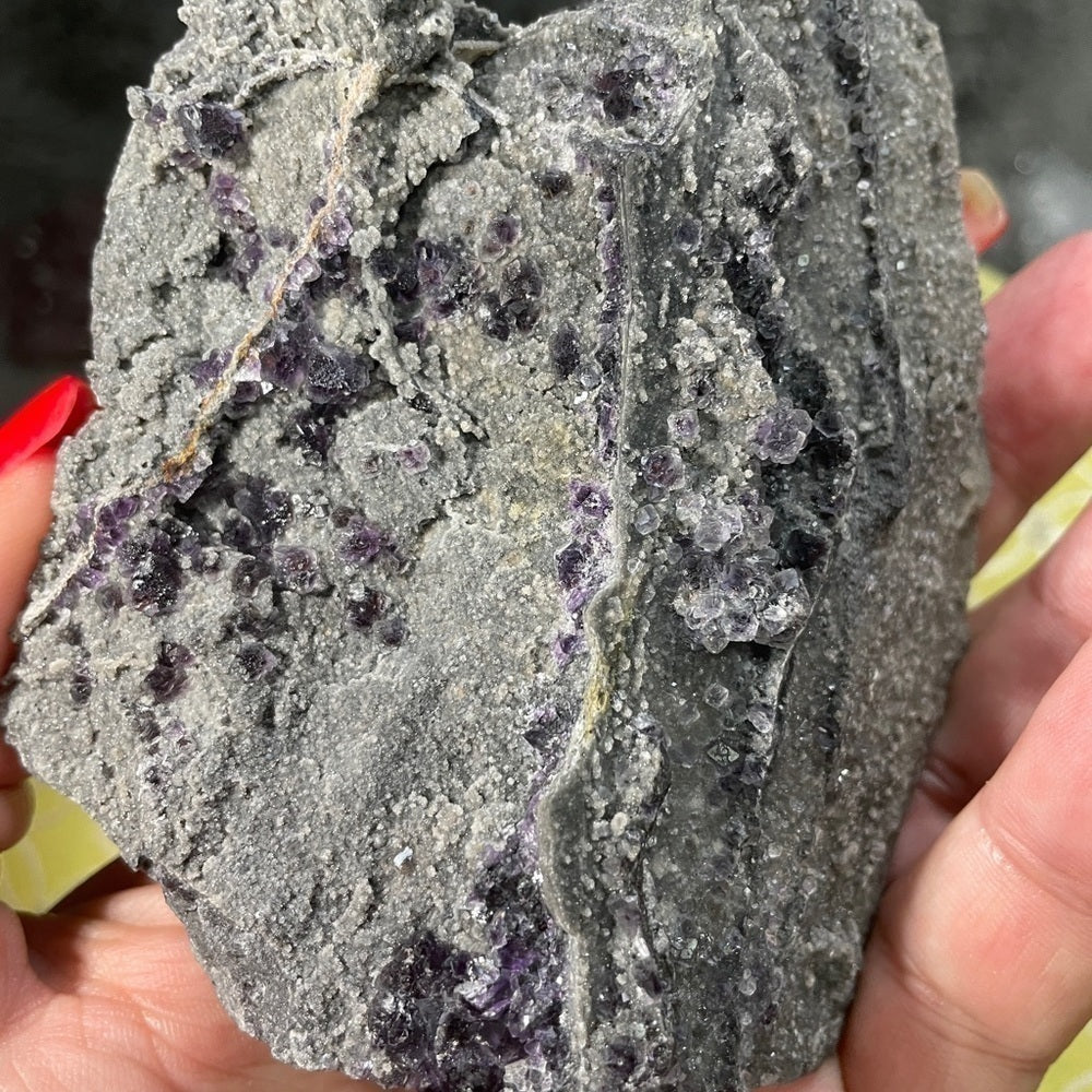 TANZANITE FLUORITE IN SPHALERITE MATRIX, BABY CUBIC FORMATIONS 4”x3.5”
