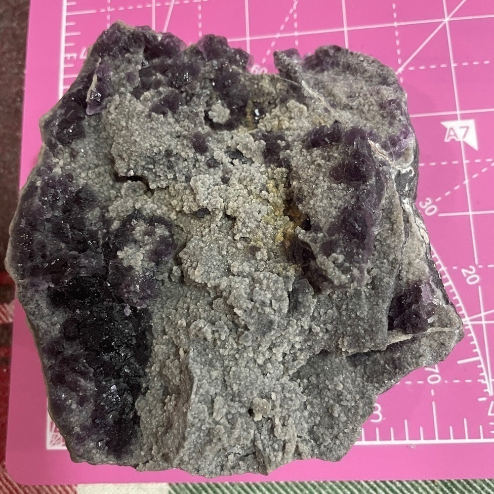 TANZANITE FLUORITE IN SPHALERITE MATRIX, BABY CUBIC FORMATIONS 4”x3.5”