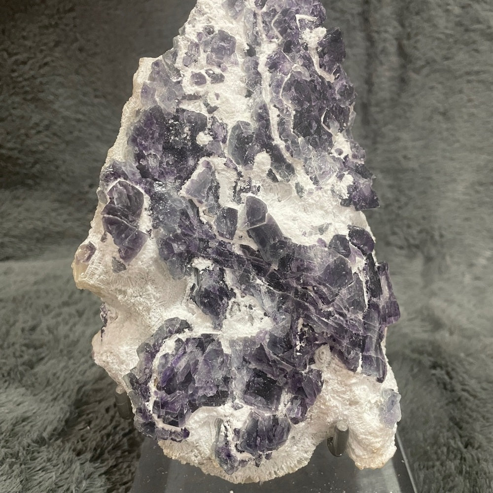 AMAZING 2 sided purple fluorite surrounded with sugar calcite! 6”x5” ALL NATURAL