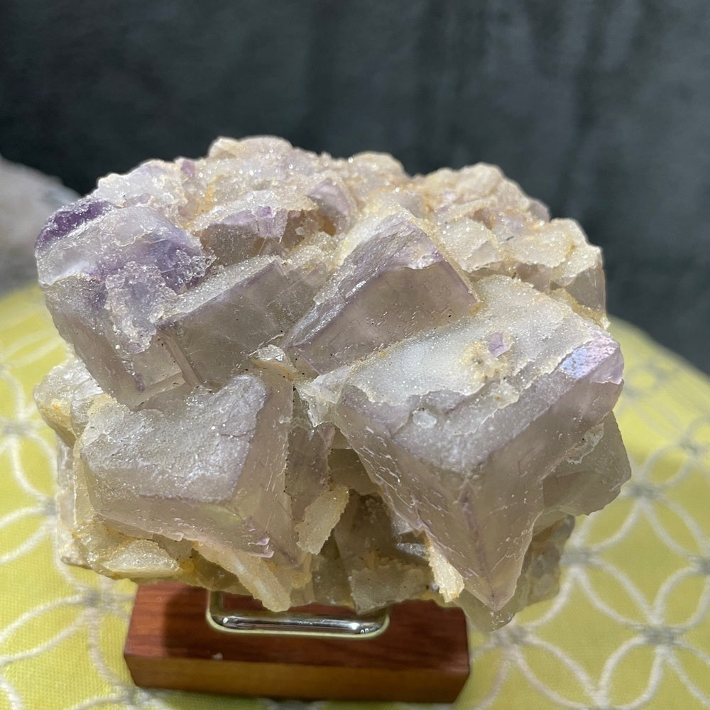 3” diameter XL CUBIC purple fluorite! Step formation! Gorgeous tan and purples