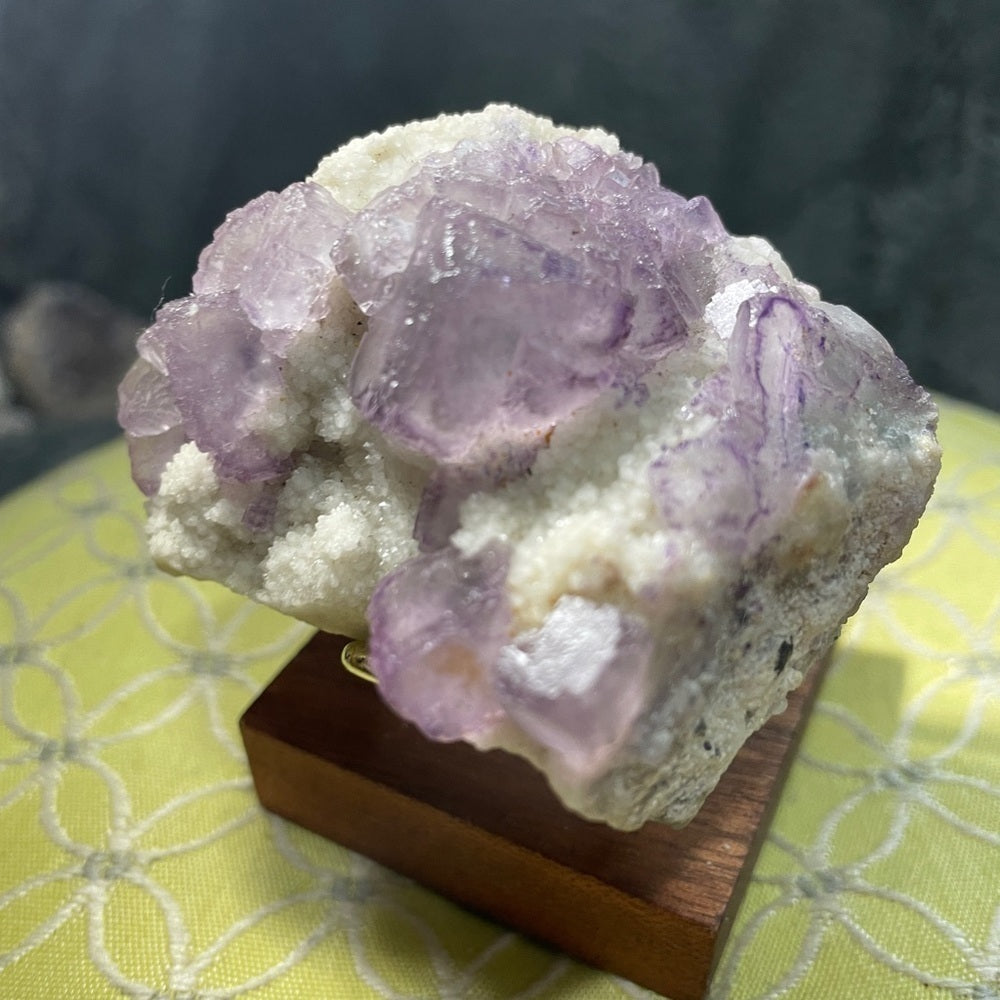 Candle quartz- purple fluorite perfect baby cubic formations 2”x2”crystal garden