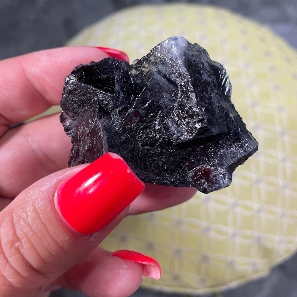RAW CRYSTAL FLUORITE CUBIC CLUSTER 2” DEEP PURPLE/BLUE -STRONG UV