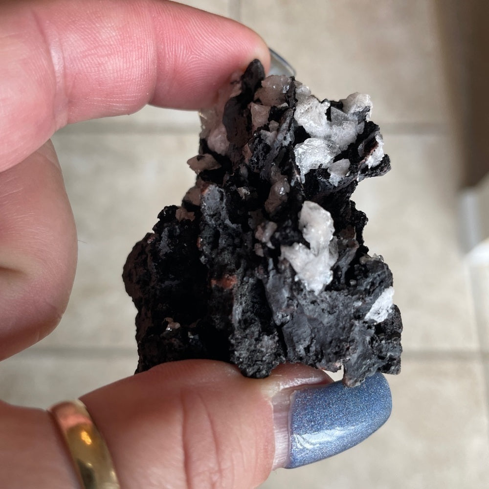 Raw crystal cluster- UNIQUE BLACK HAUSMANNITE 3”x2”