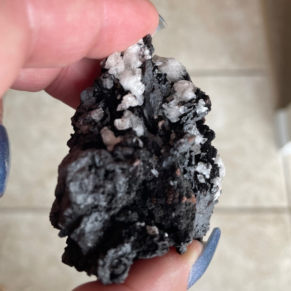 Raw crystal cluster- UNIQUE BLACK HAUSMANNITE 3”x2”