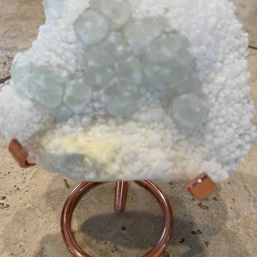 RAW CRYSTAL CLUSTER - GREEN FLUORITE sugar calcite with- STRONG-purple UV 4”x3”
