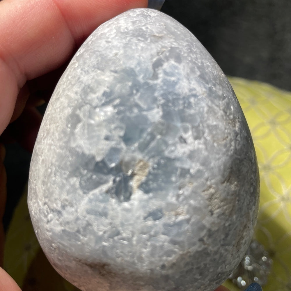 Raw crystal cluster - Blue Celestite “egg” shape- perfect Easter gift 4”tall 3”