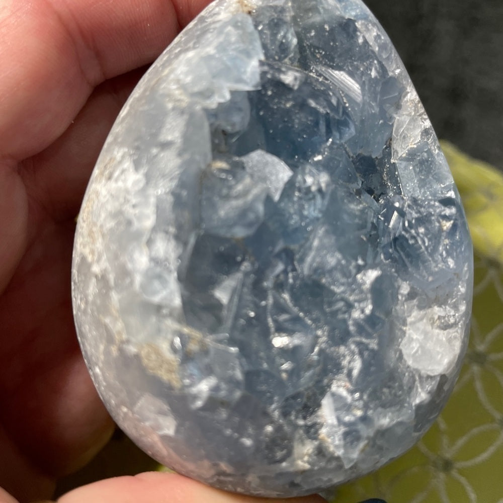 Raw crystal cluster - Blue Celestite “egg” shape- perfect Easter gift 4”tall 3”