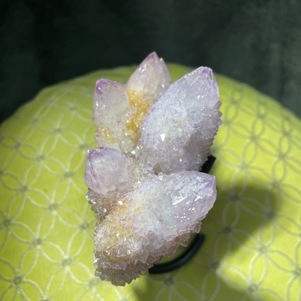 SPIRIT QUARTZ 5 points!! 3”x2” natural raw form crystal cluster pink, yellow..