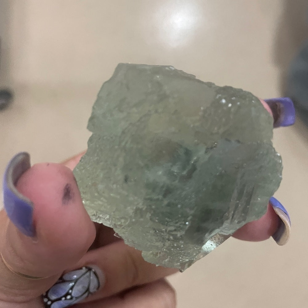 2.5” Green semi transparent fluorite no rock matrix- beautiful green