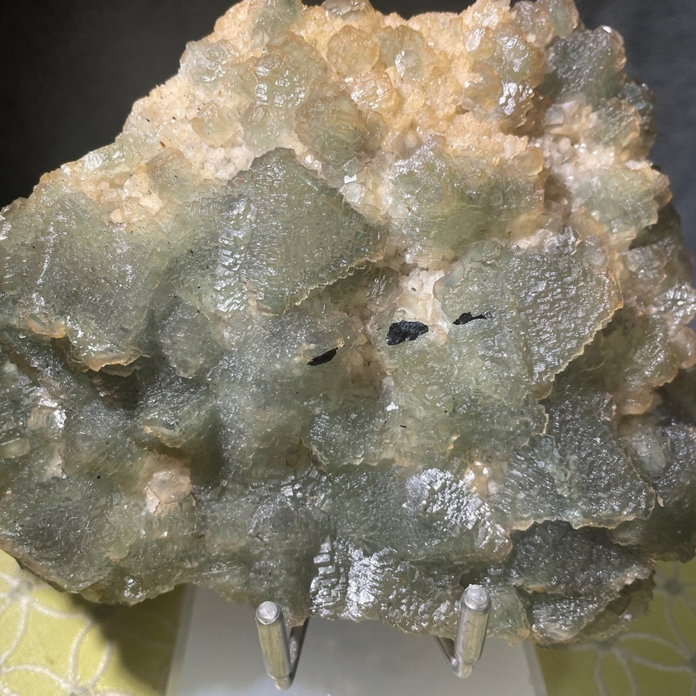 Candle quartz - 2 sided- RARE- green fluorite with all pyrite side 6”x4.5”