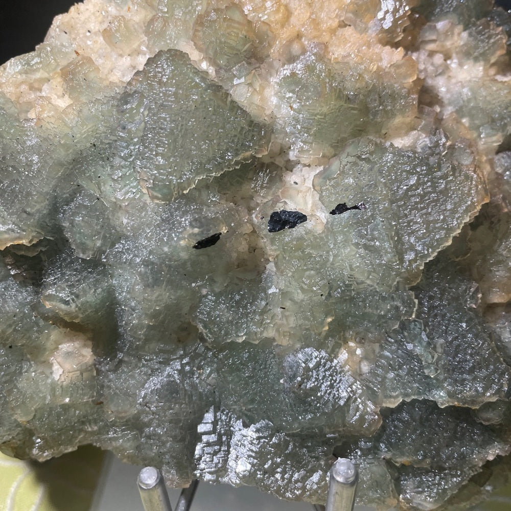 Candle quartz - 2 sided- RARE- green fluorite with all pyrite side 6”x4.5”