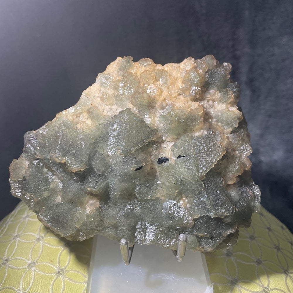 Candle quartz - 2 sided- RARE- green fluorite with all pyrite side 6”x4.5”