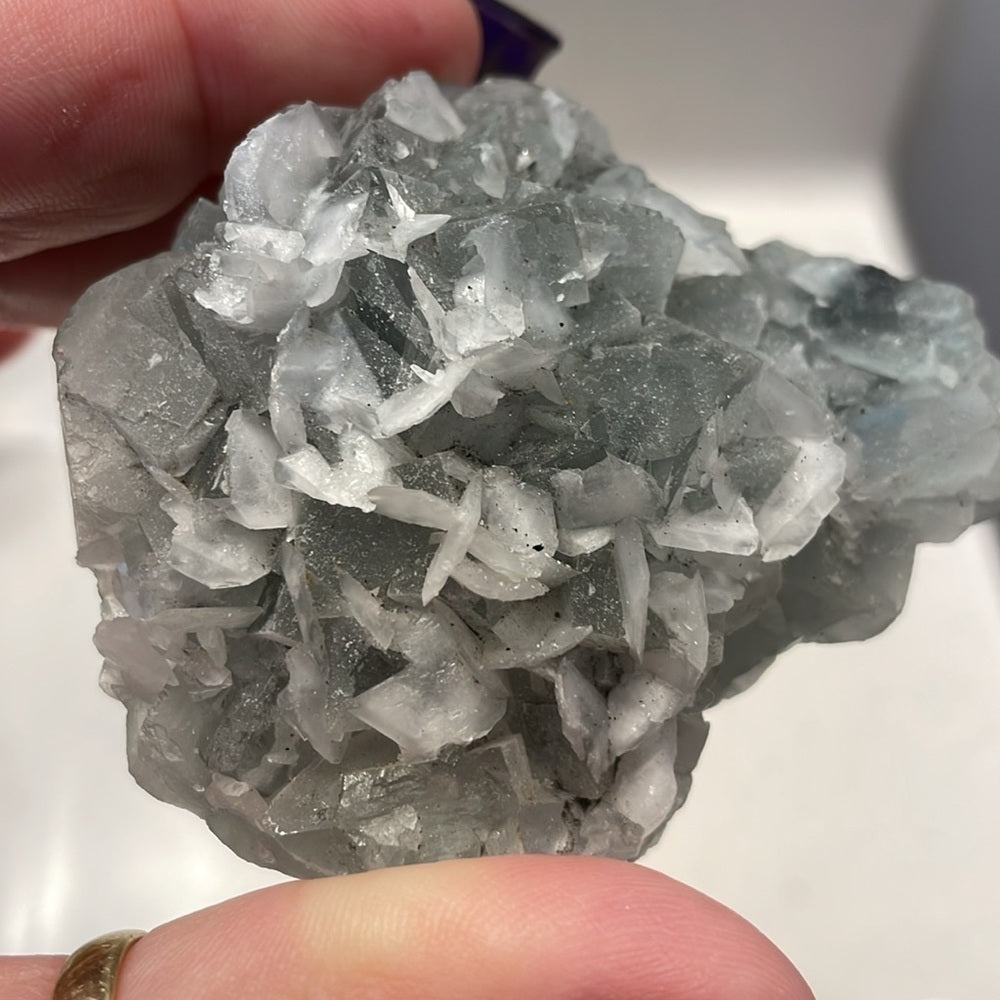 raw Crystal cluster-specimen- genuine green fluorite w/ sugar calcite