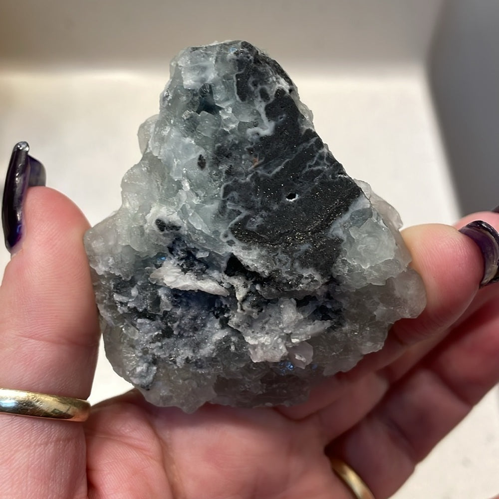 raw Crystal cluster-specimen- genuine green fluorite w/ sugar calcite