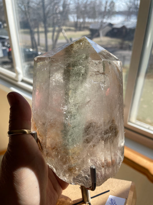 HQ- 4.8LB Clear Quartz & Garden Quartz Crystal w/custom stand