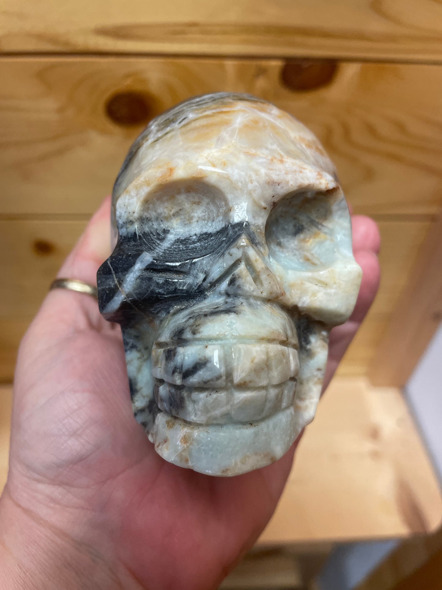 Mexican Lace Agate SKULL carving