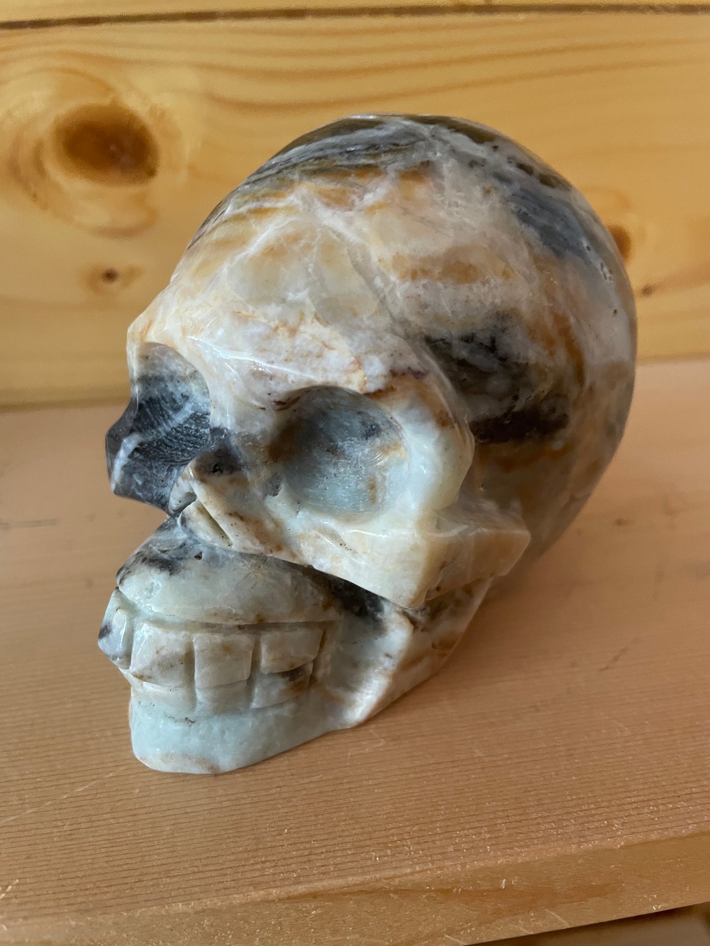 Mexican Lace Agate SKULL carving