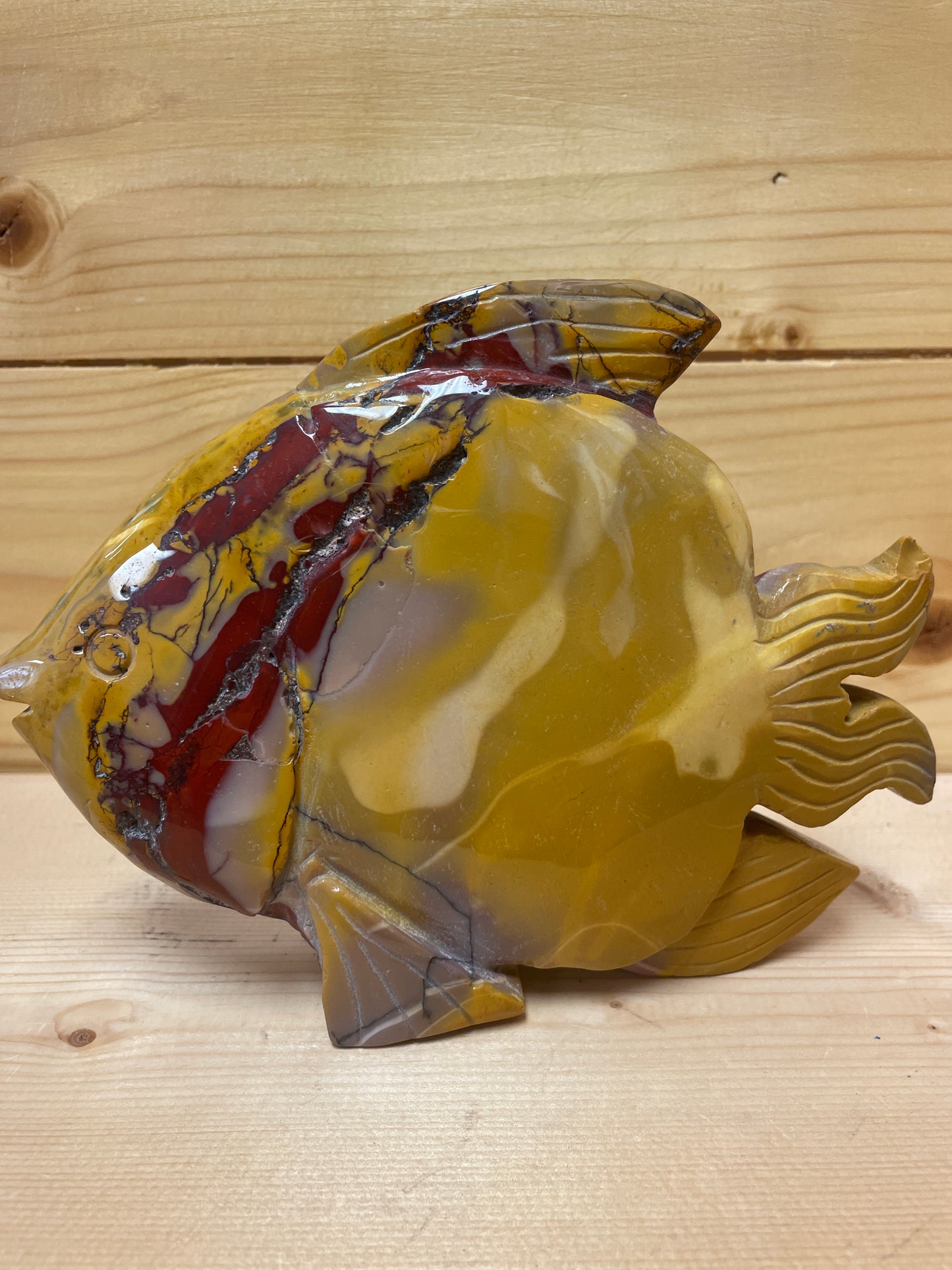 Natural MOOKITE Stone- Hand Crafted Fish carving