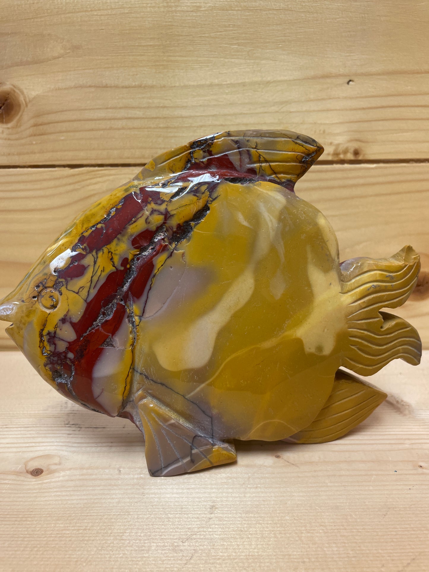 Natural MOOKITE Stone- Hand Crafted Fish carving