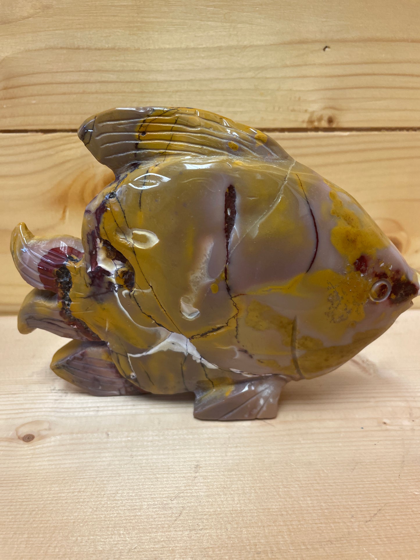 Natural MOOKITE Stone- Hand Crafted Fish carving