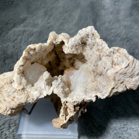 Raw crystal- MEXICAN GEODE 4.5” wide XL CAVE with clear quartz surprise inside