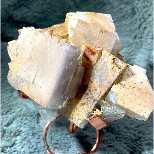 Raw crystal- DARK BLUE GRAY FLUORITE- one of a kind w- mineral deposits 5”x4”