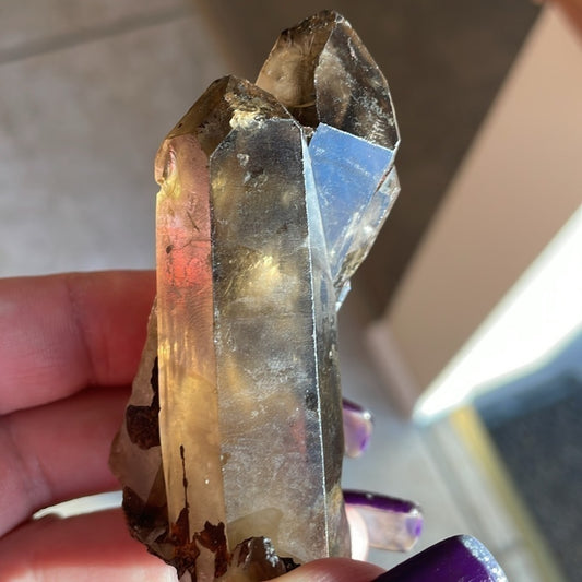 Raw genuine crystal- large 2 point Smokey quartz