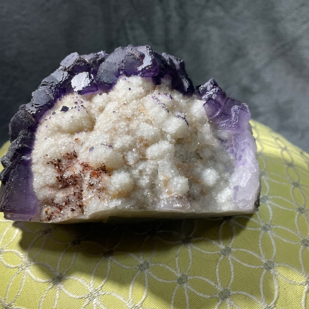 STUNNING SPHALERITE XTRA DRUZY FLOWER- PURPLE FLUORITE UV REACTION 5”x3.5”x2”