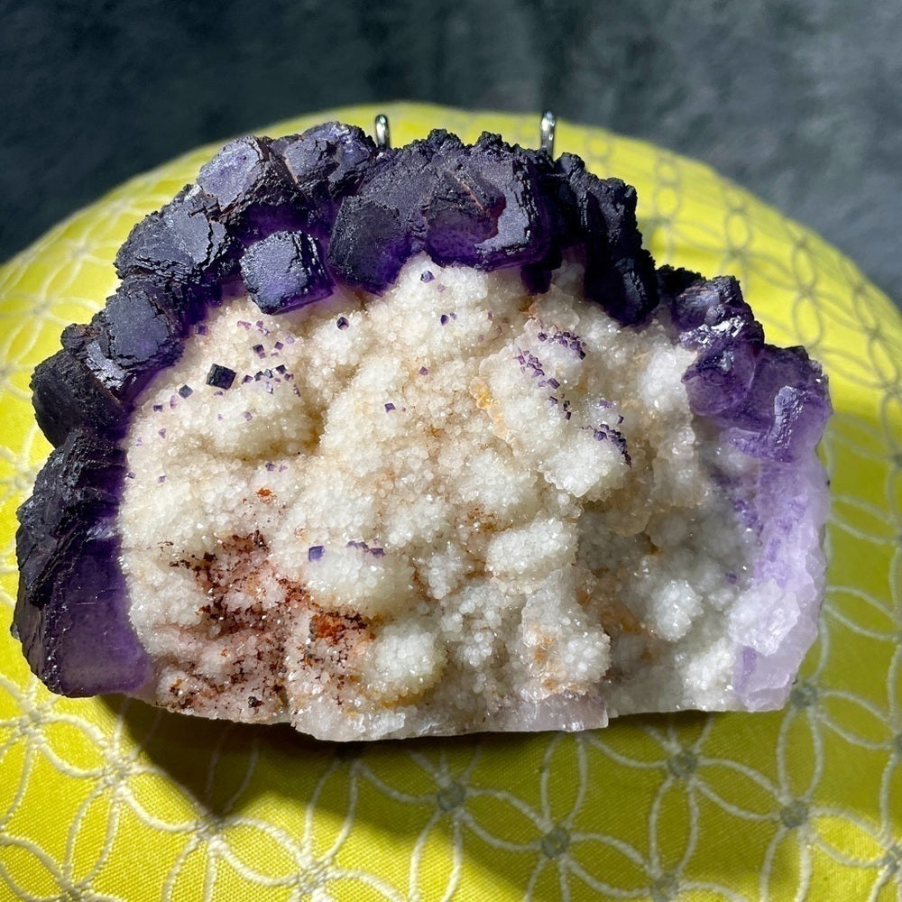 STUNNING SPHALERITE XTRA DRUZY FLOWER- PURPLE FLUORITE UV REACTION 5”x3.5”x2”
