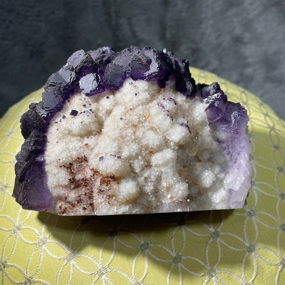 STUNNING SPHALERITE XTRA DRUZY FLOWER- PURPLE FLUORITE UV REACTION 5”x3.5”x2”