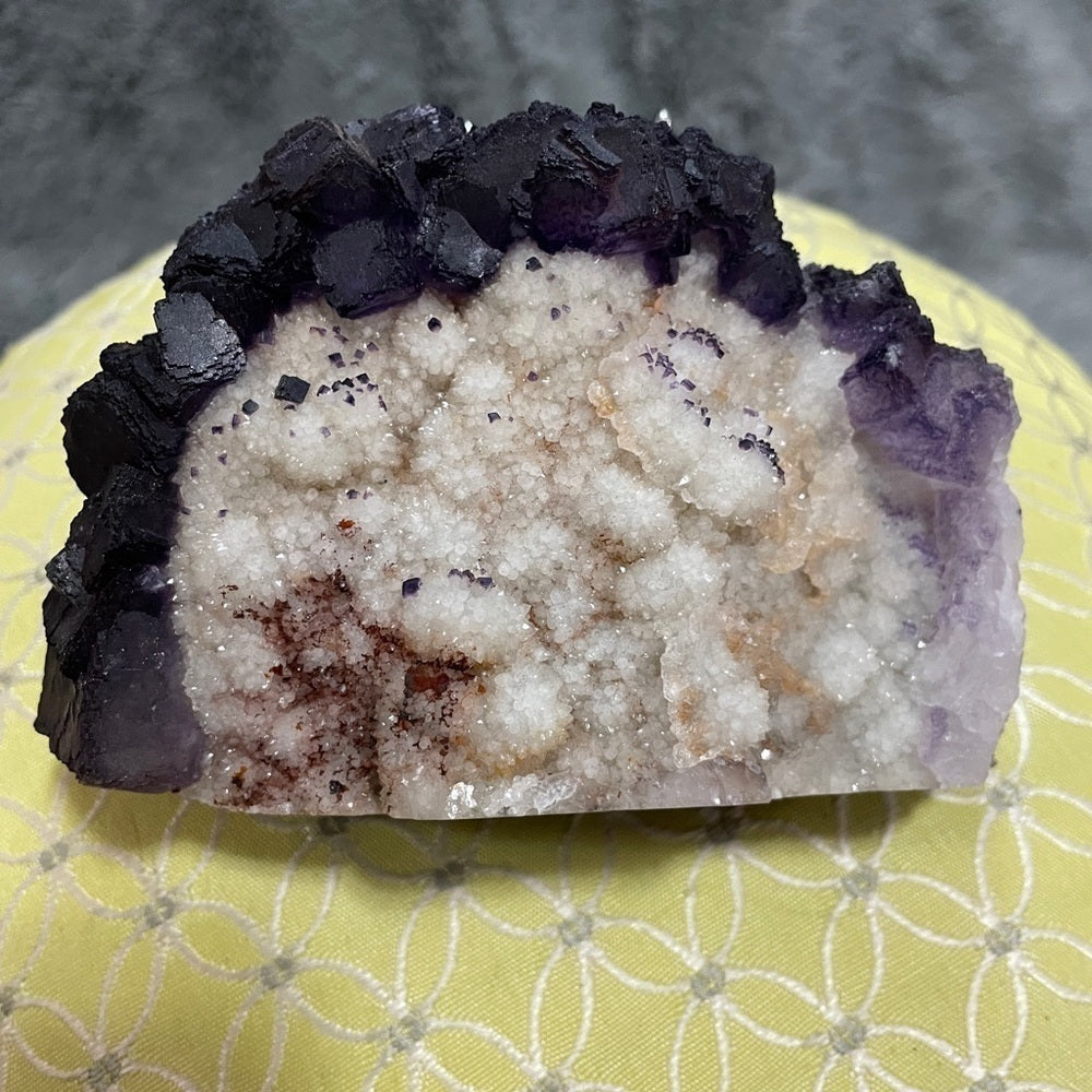 STUNNING SPHALERITE XTRA DRUZY FLOWER- PURPLE FLUORITE UV REACTION 5”x3.5”x2”