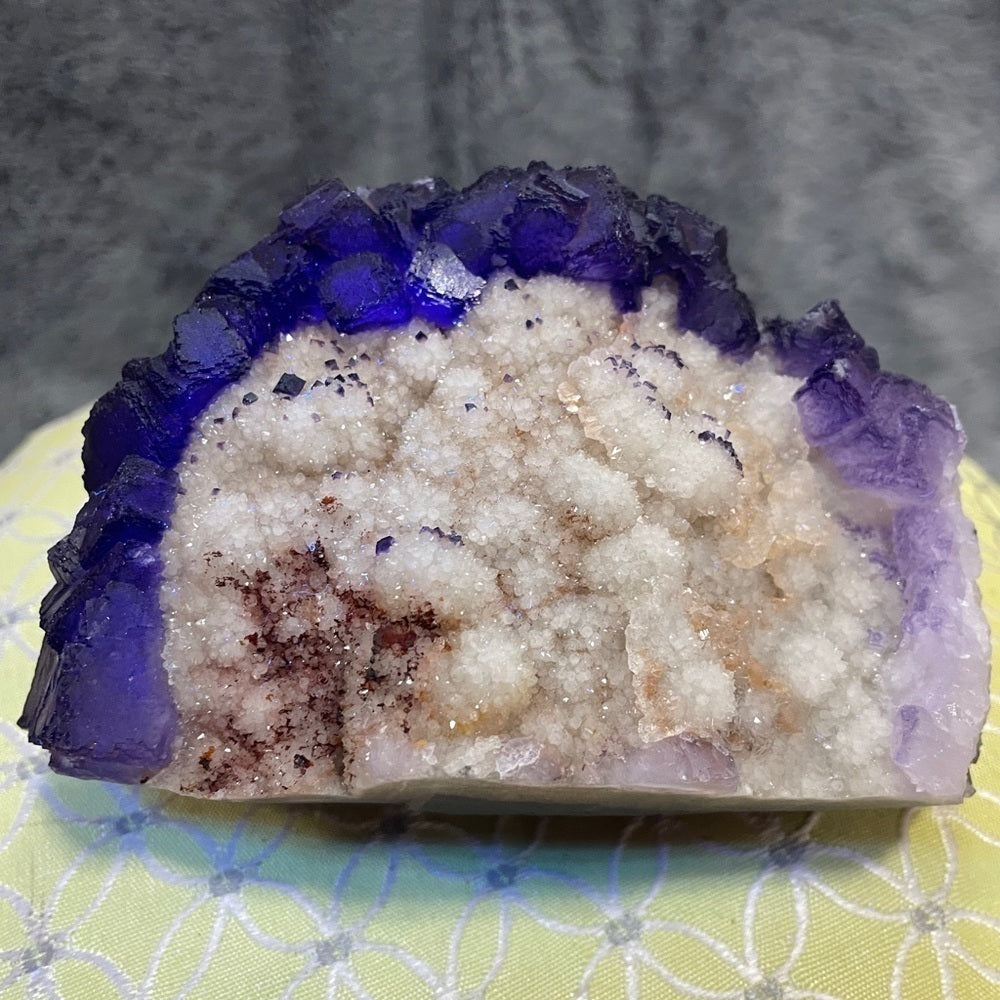 STUNNING SPHALERITE XTRA DRUZY FLOWER- PURPLE FLUORITE UV REACTION 5”x3.5”x2”