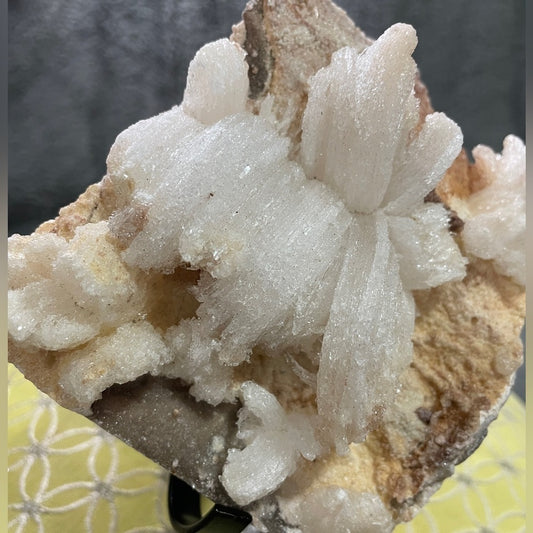 WOWZA/ Raw Natural- powerful healing stone  selenite crystal “blossom”  4”x4”
