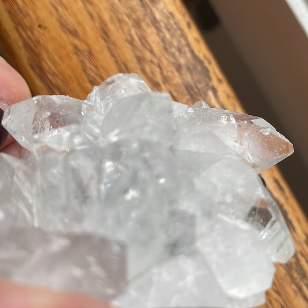 Raw crystal cluster - genuine diamond, clear quartz cluster 2.5” “flower”