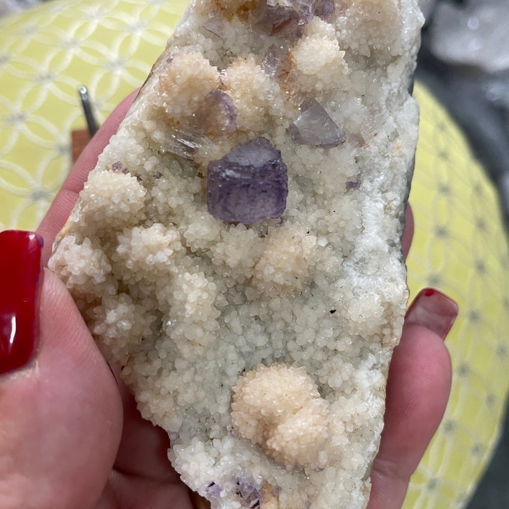 3”x2” sphalerite w/ purple baby cubic formations- strong UV reaction STUNNING