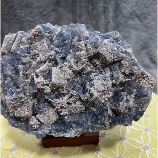 STUNNING 5”x3” BLUE FLUORITE & SILVER SPHALERITE L CUBE NATURAL CRYSTALS UV