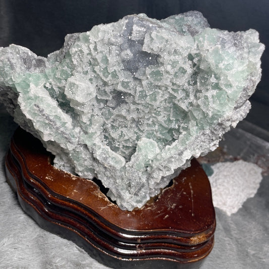 SHOW PIECE- natural raw crystal specimen 7.7LBS SUGAR FLUORITE W/ custom stand