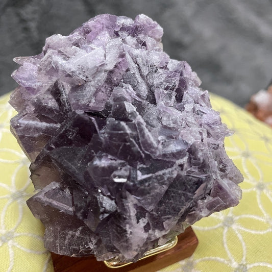 STUNNING LAYERED 3”x3” GREEN AND PURPLE FLUORITE- STRONG UV WHITE SUGAR CALCITE