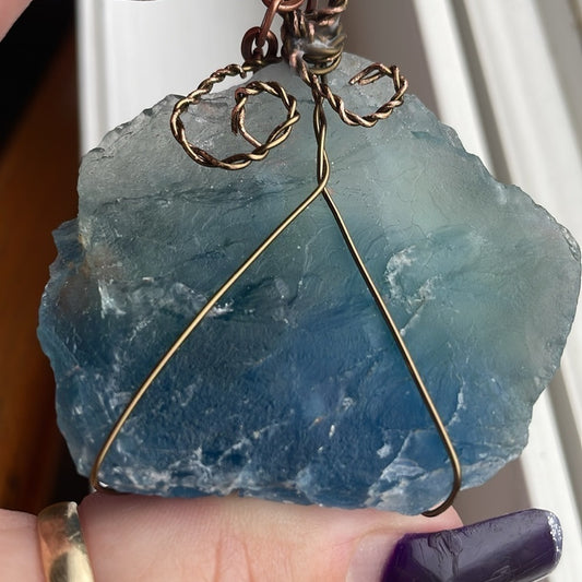 Raw crystal necklace - genuine Blue Fluorite
