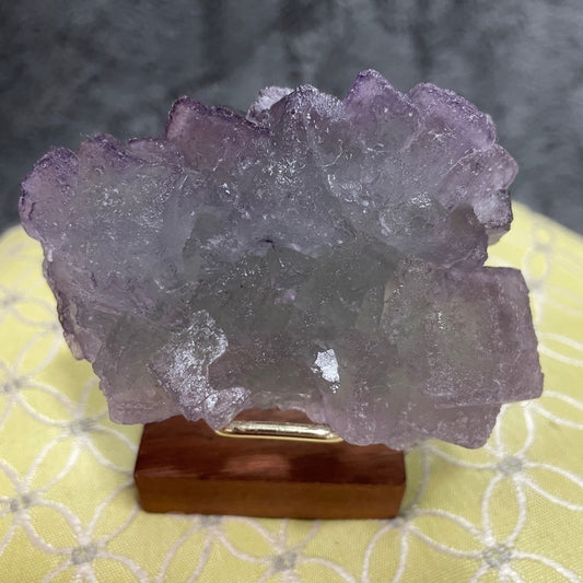 PERFECT RAINBOW FLUORITE GEMSTONE TRANSLUCENT PURPLE AND GREEN CUBIC 3.5”x2.5”