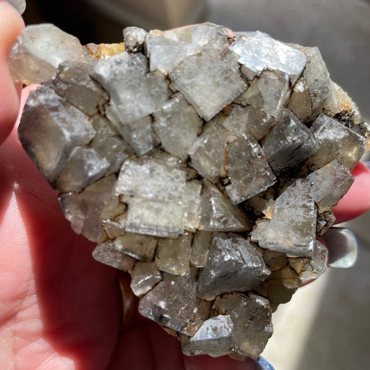 CRYSTAL CLUSTER-AMAZING GREY FLUORITE 3”x3” perfect cubes! Strong UV