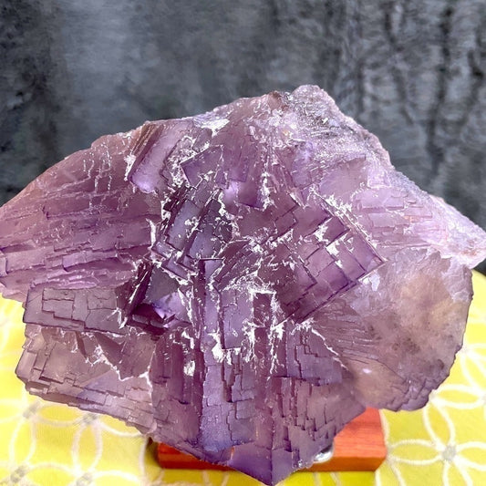 Raw crystal purple fluorite w- sugar calcite 5”x5” top quality peace stone STEPS