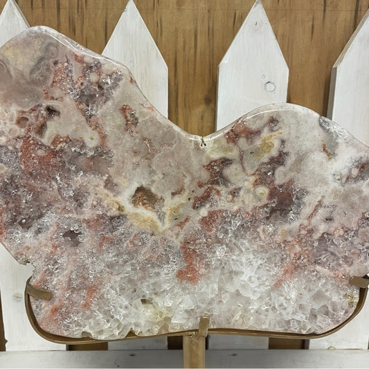 XL- HARD TO FIND PINK AMETHYST SLAB W/ STUNNING QUARTZ DRUZY