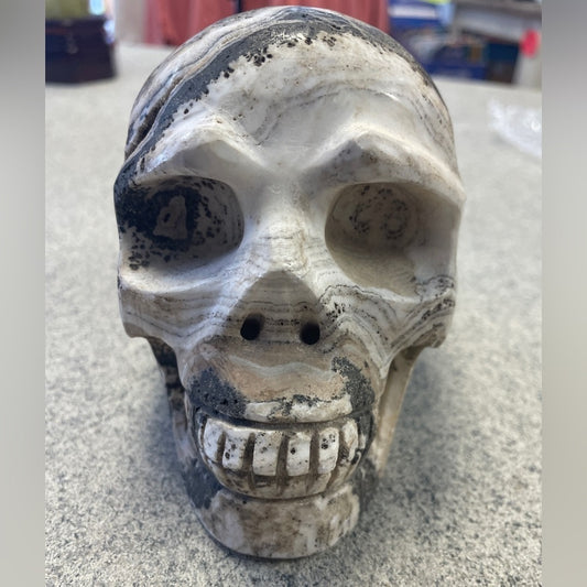 Mexican lace black agate skull! 1.2 KG or 2,4 LBS