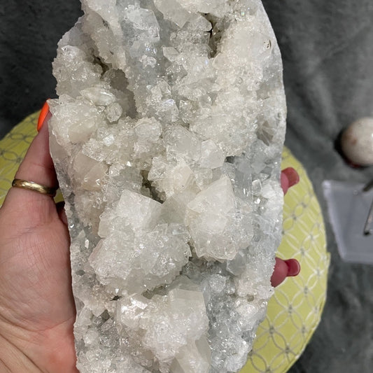 XXXL RAW APOPHYLLITE and CLEAR  DIAMOND QUARTZ CLUSTER 9”x5”x3” super sparkle