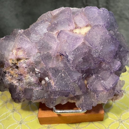 RAW CRYSTAL PURPLE FLUORITE CUBIC FORMATION with some yellow sphalerite 5”x4”
