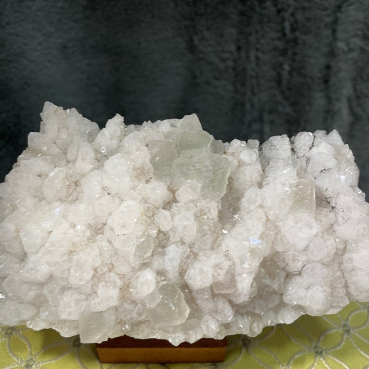 Raw Crystal calcite cluster with green Flourite cubic formations 5”x3”